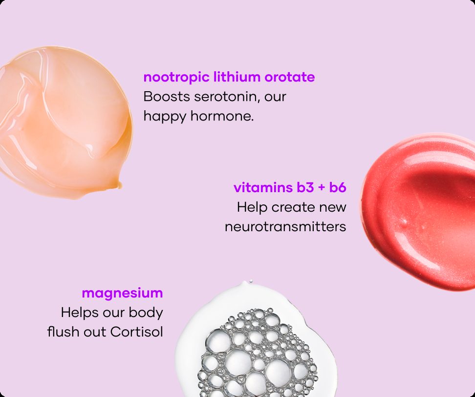 Sads Smashing soak ingredients: nootropic lithium orotate, vitamins B3 and B6 and magnesium